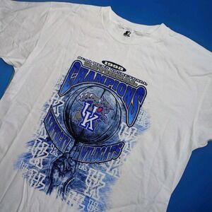 Vintage Starter Kentucky Wildcats T-Shirt Men Large White 1998 NCAA Champions